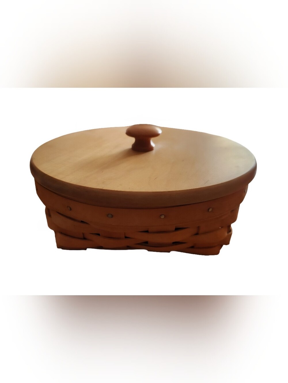 Longaberger Basket with Wood Lid And Plastic Liner - 2000